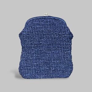 Vintage Navy Blue Woven Evening Clutch – Made in Italy